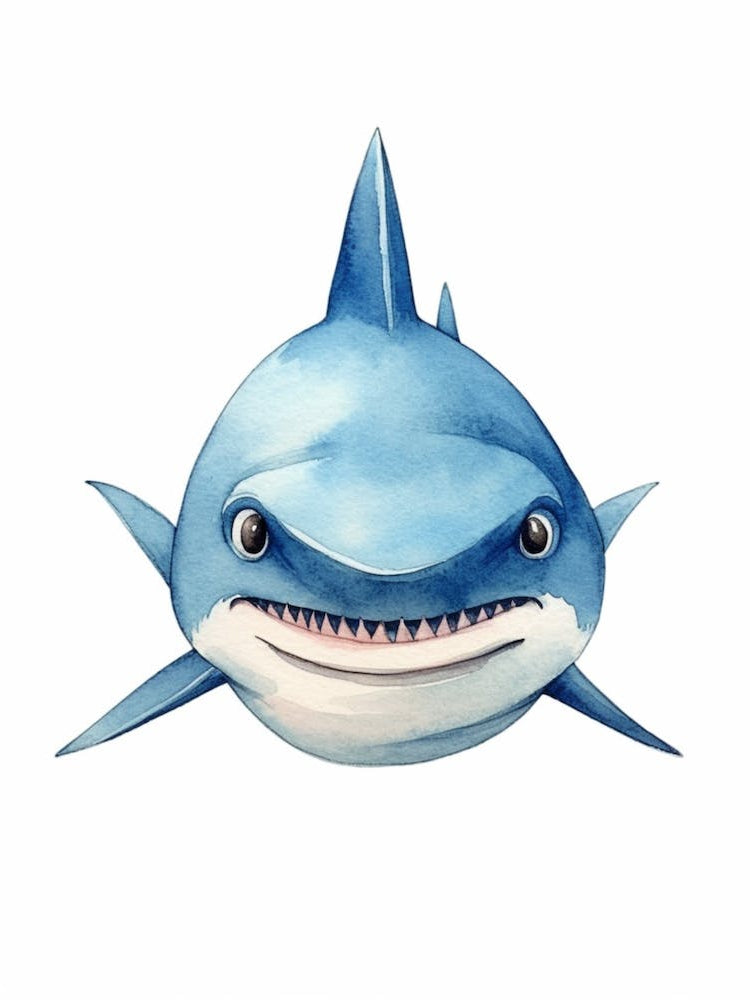 Cartoon Watercolour Silky Shark Kids Nursery 4