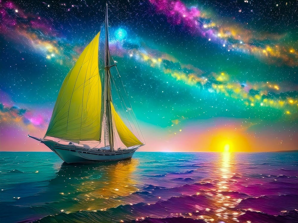 Sail Boat In The Middle Of A Sea