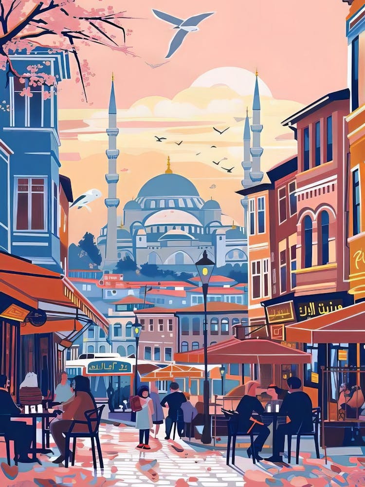 Istanbul Print Istanbul Illustration Turkey Print Travel Poster Hagia Sophia Print Sultan Ahmed Istanbul Gift Travel Gallery Nursery Decor