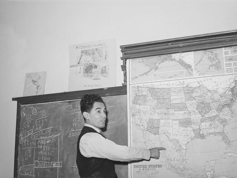 School Teacher In Grade School Teaching Geography, Concho, Arizona By Russell Lee