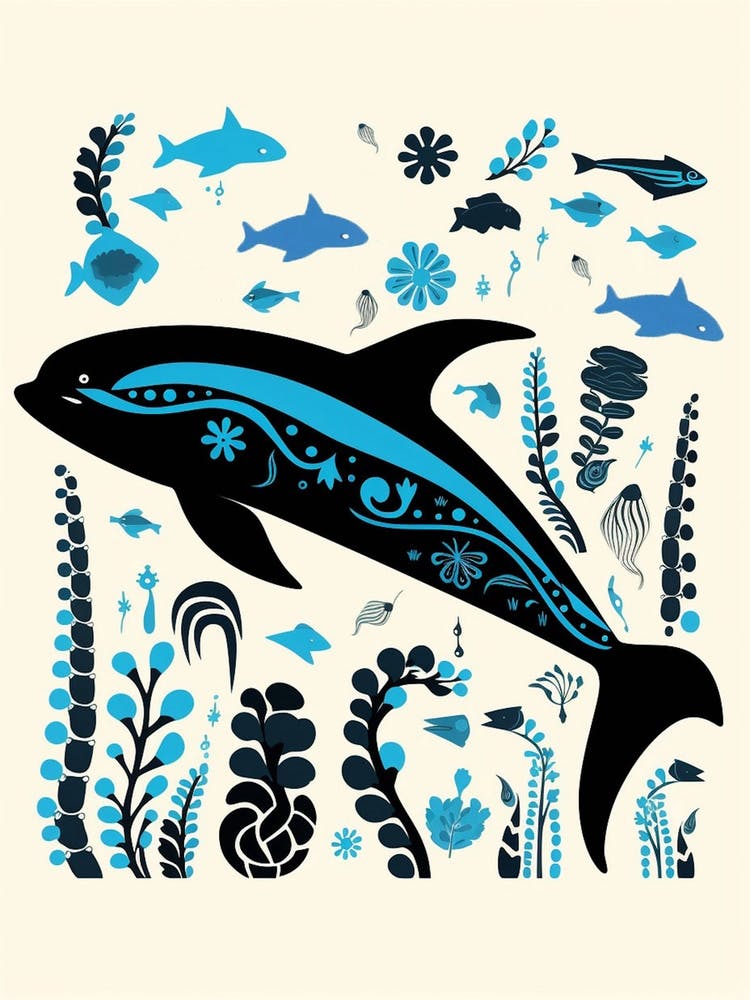 Kitsch Orca Whale Fish Pattern 1