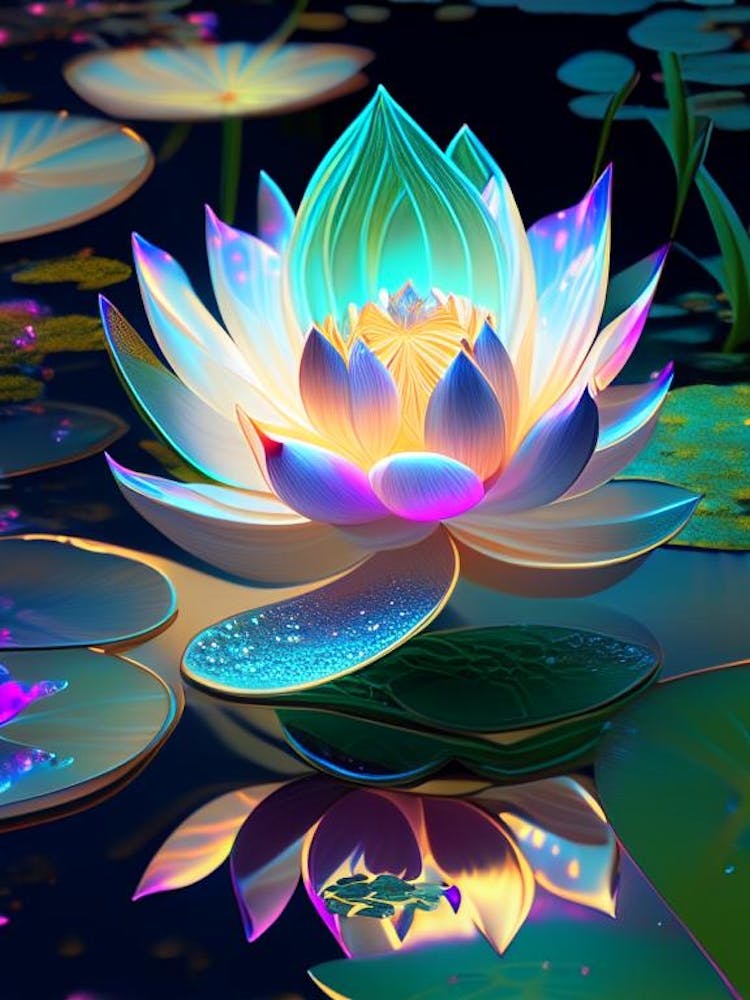 Lotus Flower In Garden Holographic 2