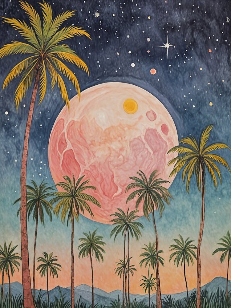 Palm Trees In The Moonlight