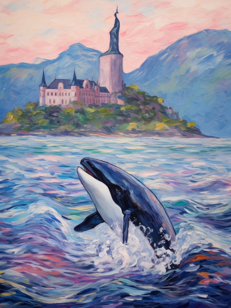 Whale And A Castle Abstract Impasto