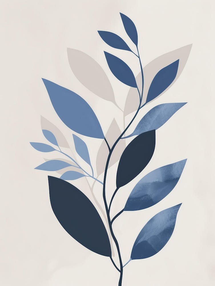 Blue Leaves Canvas Print 4