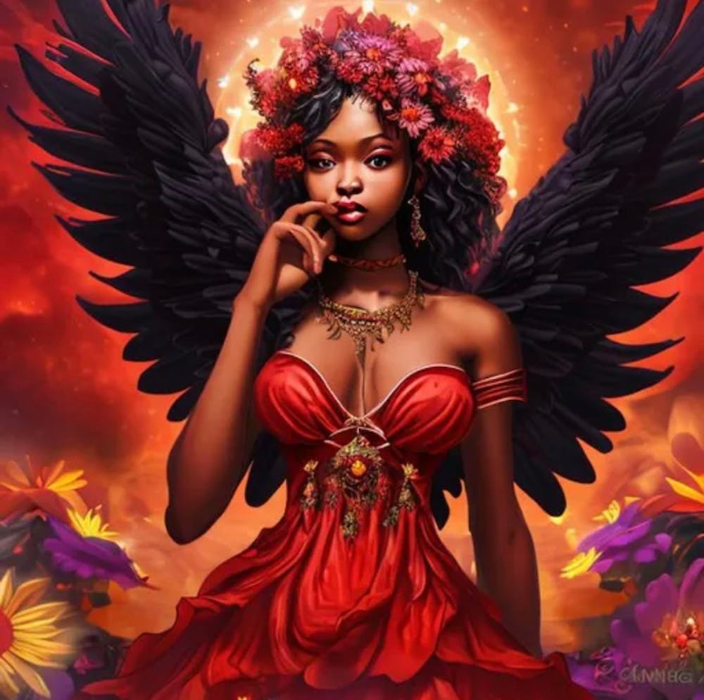 Red, fire, flower Goddess