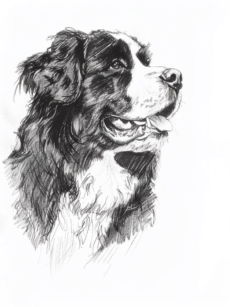 Bernese Mountain Dog Line Sketch 1