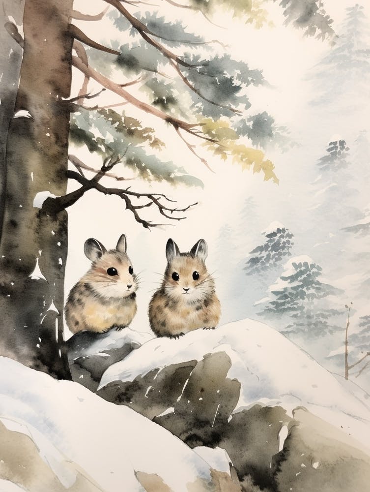 Winter Watercolour Pika 1