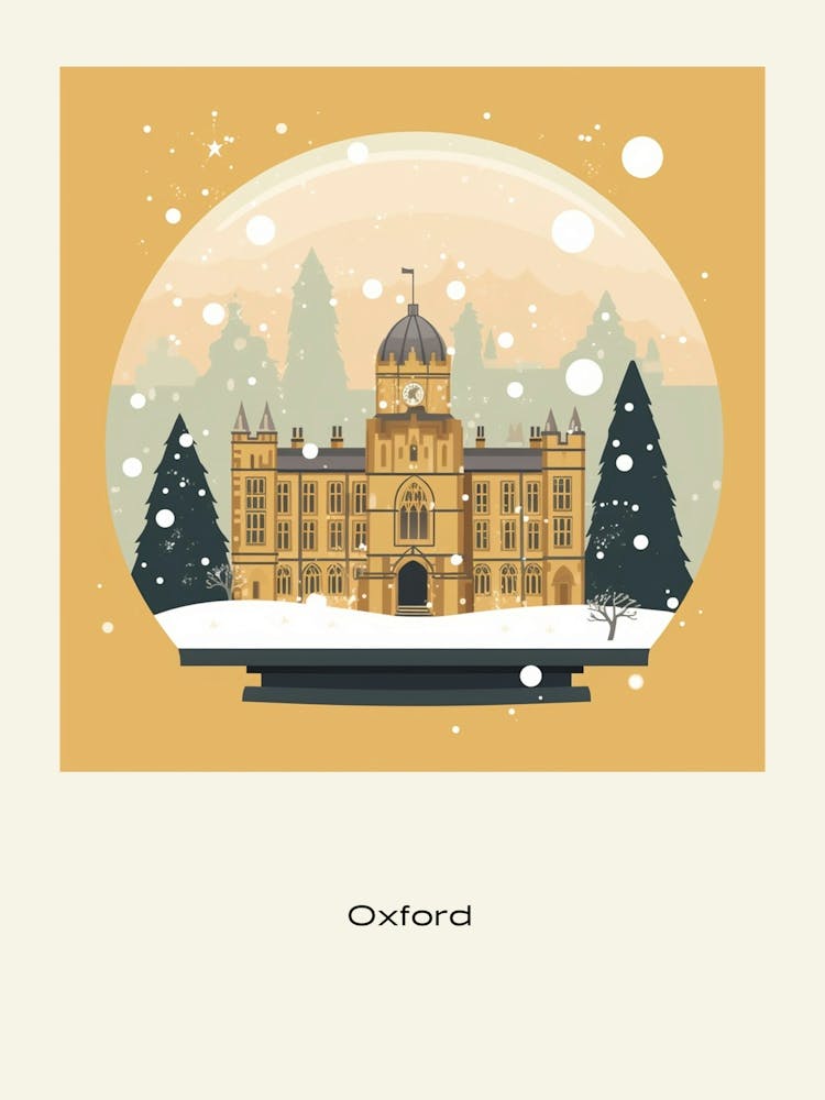 Oxford United Kingdom Snowglobe Poster