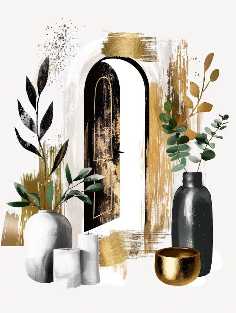 Gold And Black Abstract Painting 85