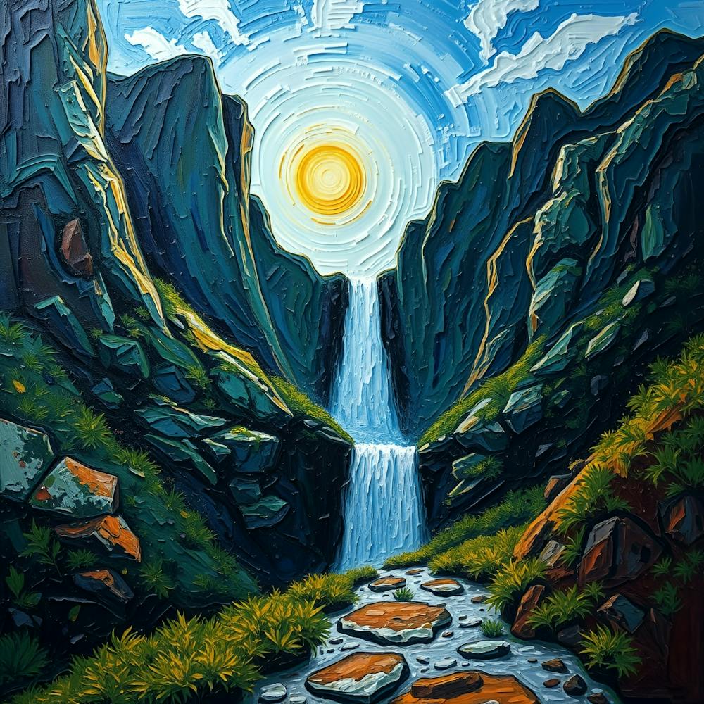 Waterfall In The Mountains 2