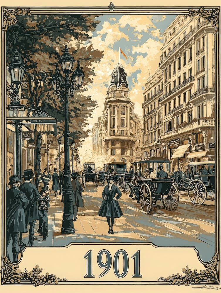 Aihrgdesign A Vintage Poster Of A Bustling 1901 City Street F 2e061539 3a36 44b6 B7e2 8fa87e4c16fe 0