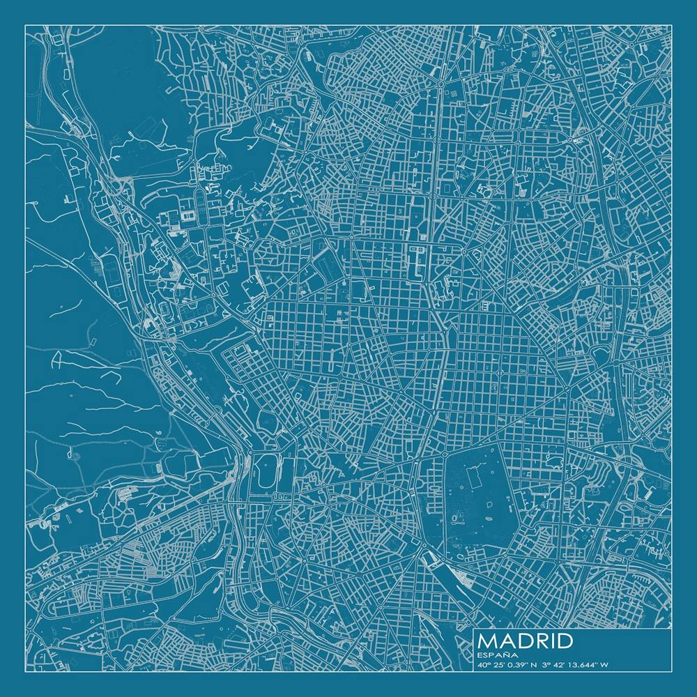 Madrid España Carte de Ville Design de Plan Directeur