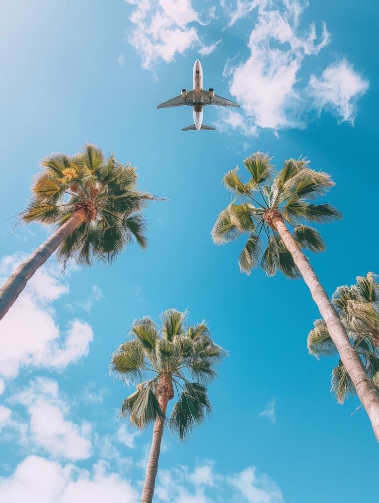 Airplane Flying Over Palm Trees 7