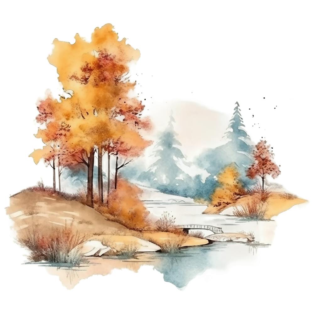 Paysage d'automne à l'aquarelle 42