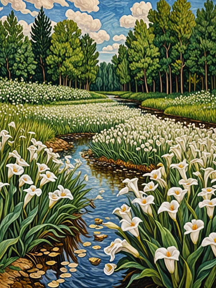 Stream Of White Lilies