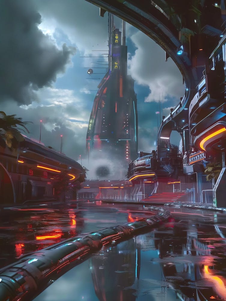 Sci-Fi-Szene, Cyberpunk-Stil, C4d-Stil