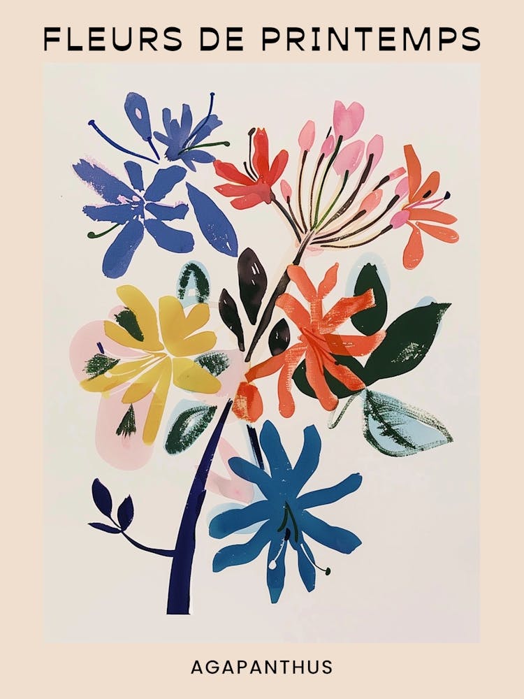 Spring Floral French Poster  Agapanthus 2