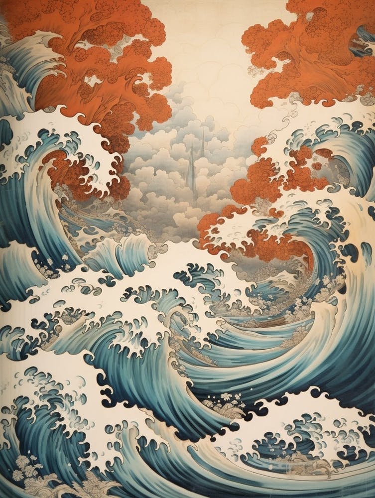 Tsunami Waves Japanese Illustration 5