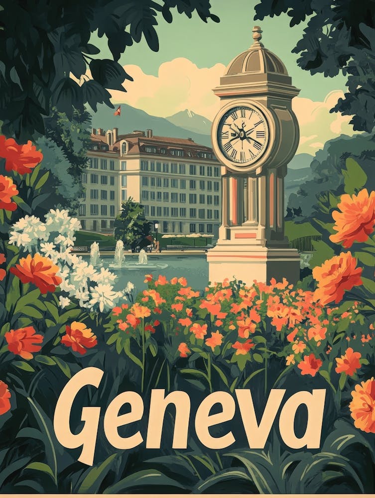 Aihrgdesign Une Affiche de Voyage Classique des Années 1960 Pour Genève
