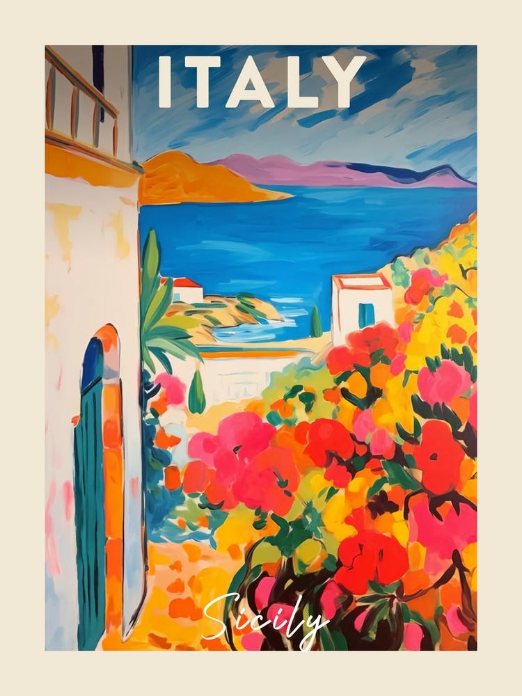 Sicily Italy 5 Fauvist Painting Travel Poster
