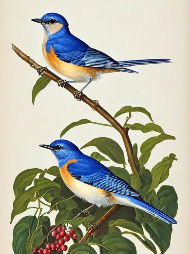 Bluebird James Audubon Vintage Style Bird