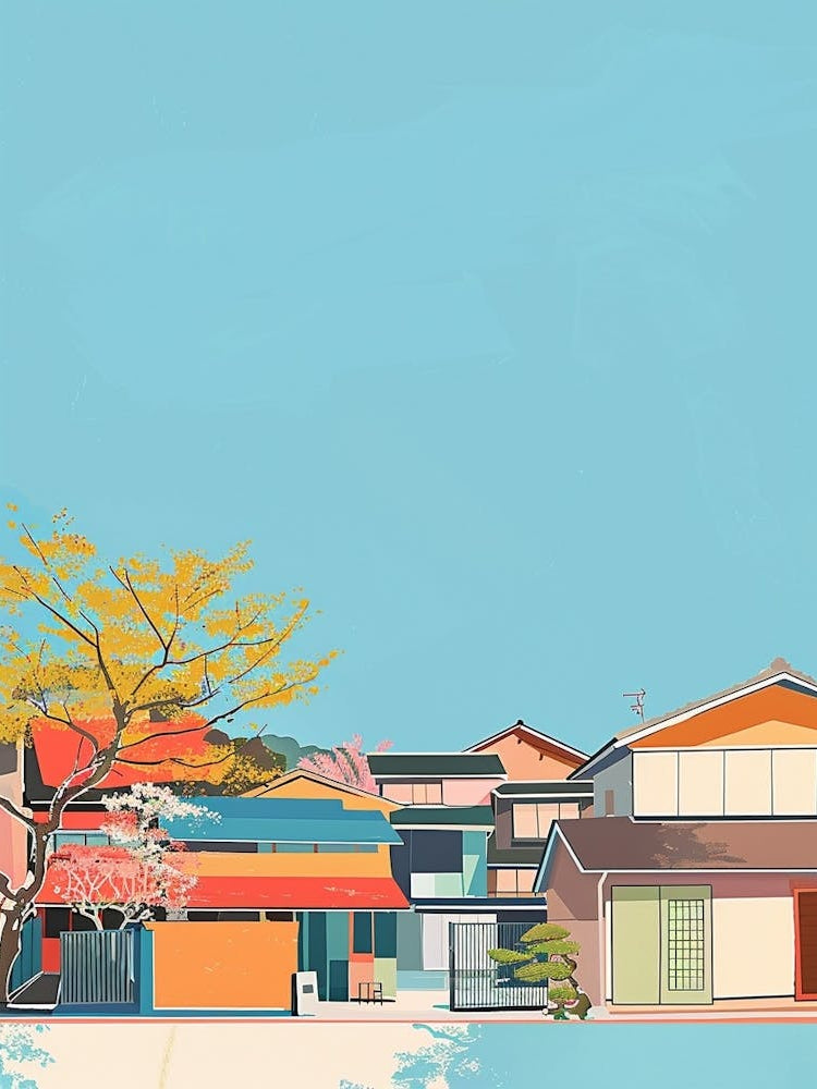 Matsuyama Japan Colourful Illustration