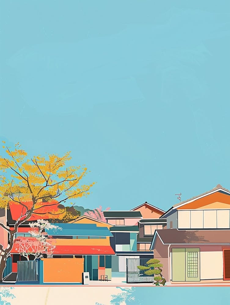 Matsuyama Japan Colourful Illustration
