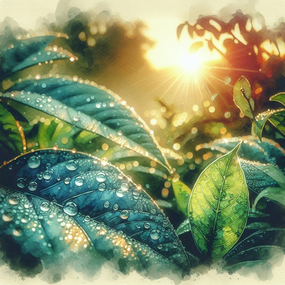 Watercolor Background With Leaves