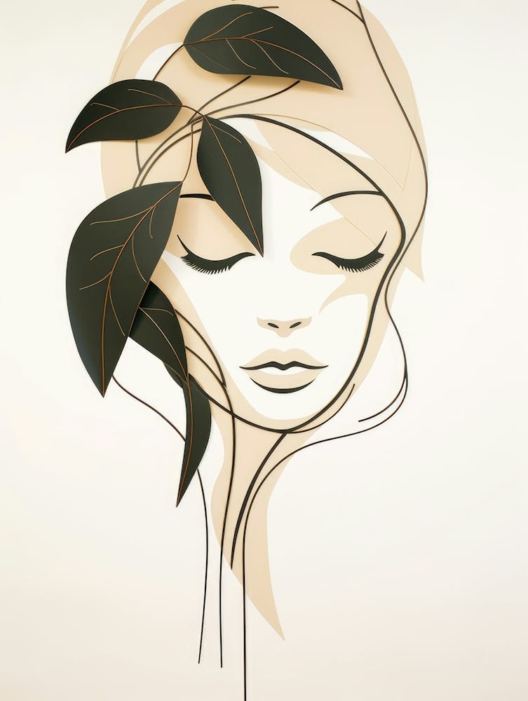Woman With Leaves On Her Face 1