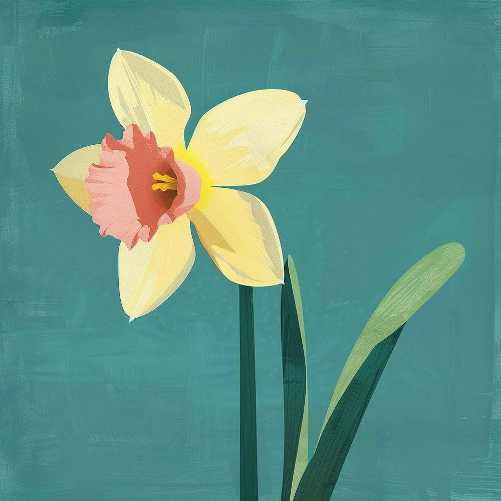 Daffodil 1 Square Flower Illustration