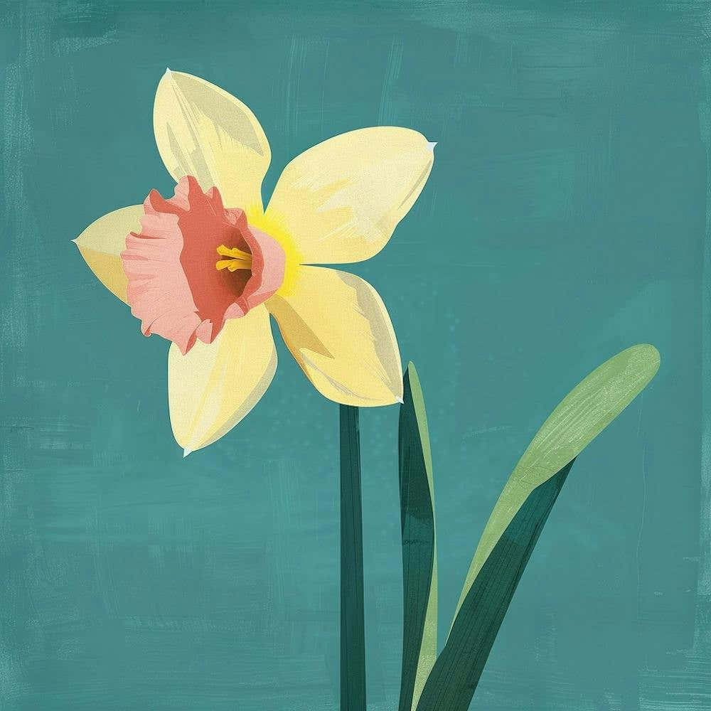 Daffodil 1 Square Flower Illustration