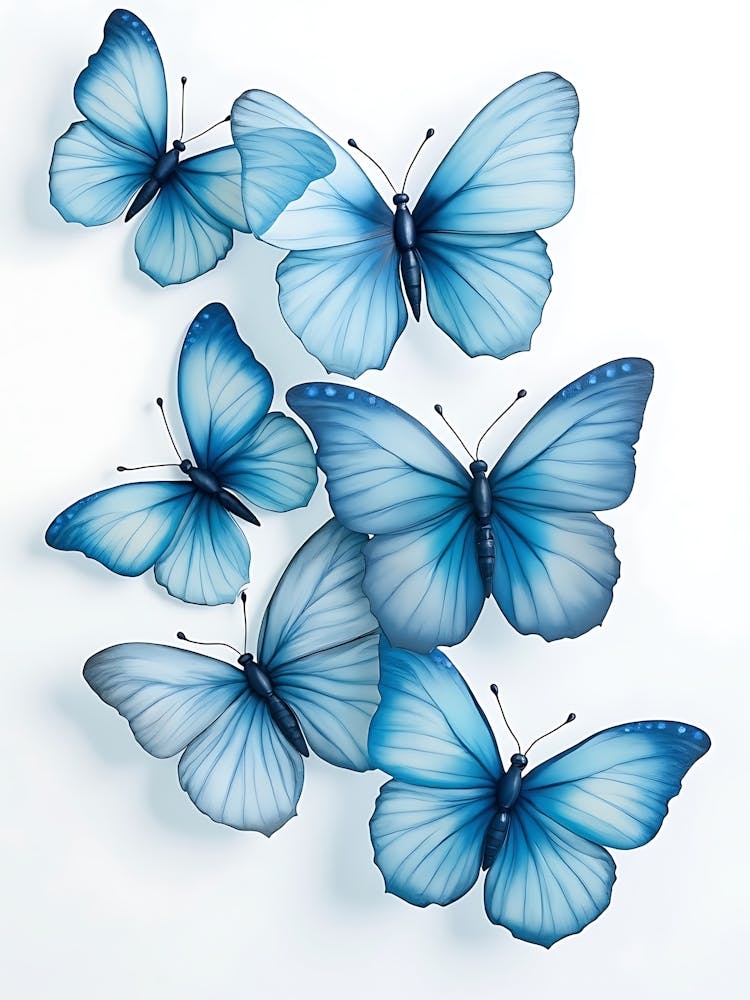 Watercolor Blue Butterflies