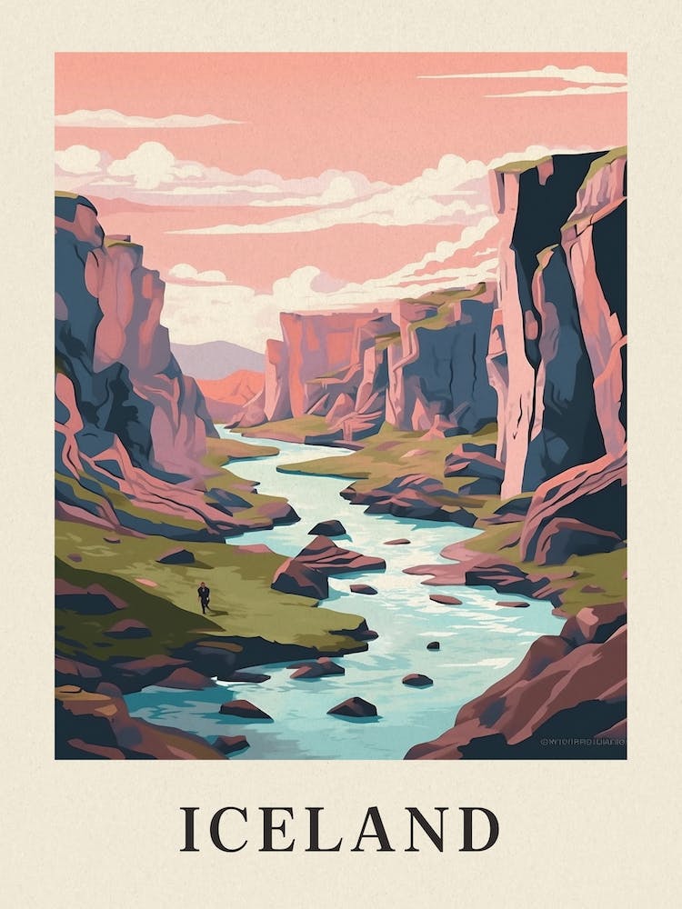 Vintage Travel Poster Iceland