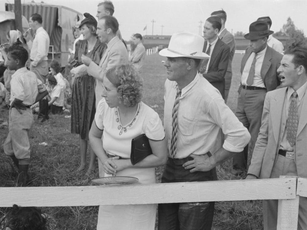Untitled Photo, Possibly Related To Group Of People Watching Ceremonies On Main Platform, State Fair