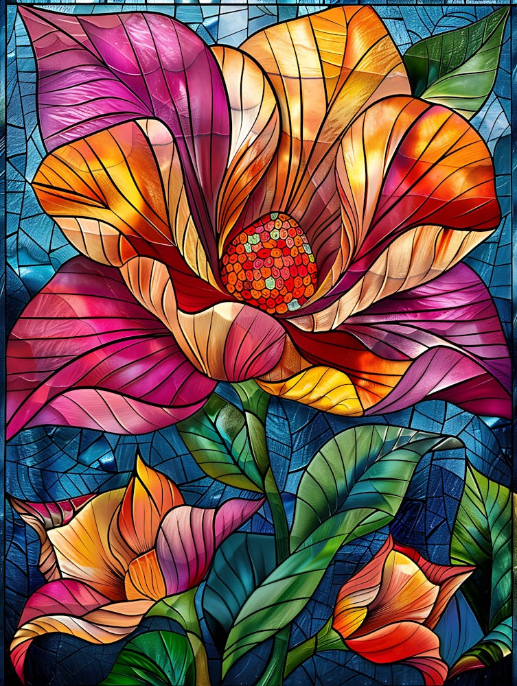 Bunte Glasmalerei-Blumen 5