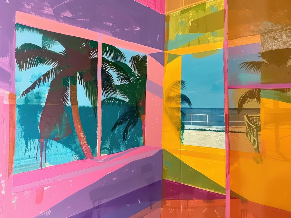 Miami From The Window View Painting 4