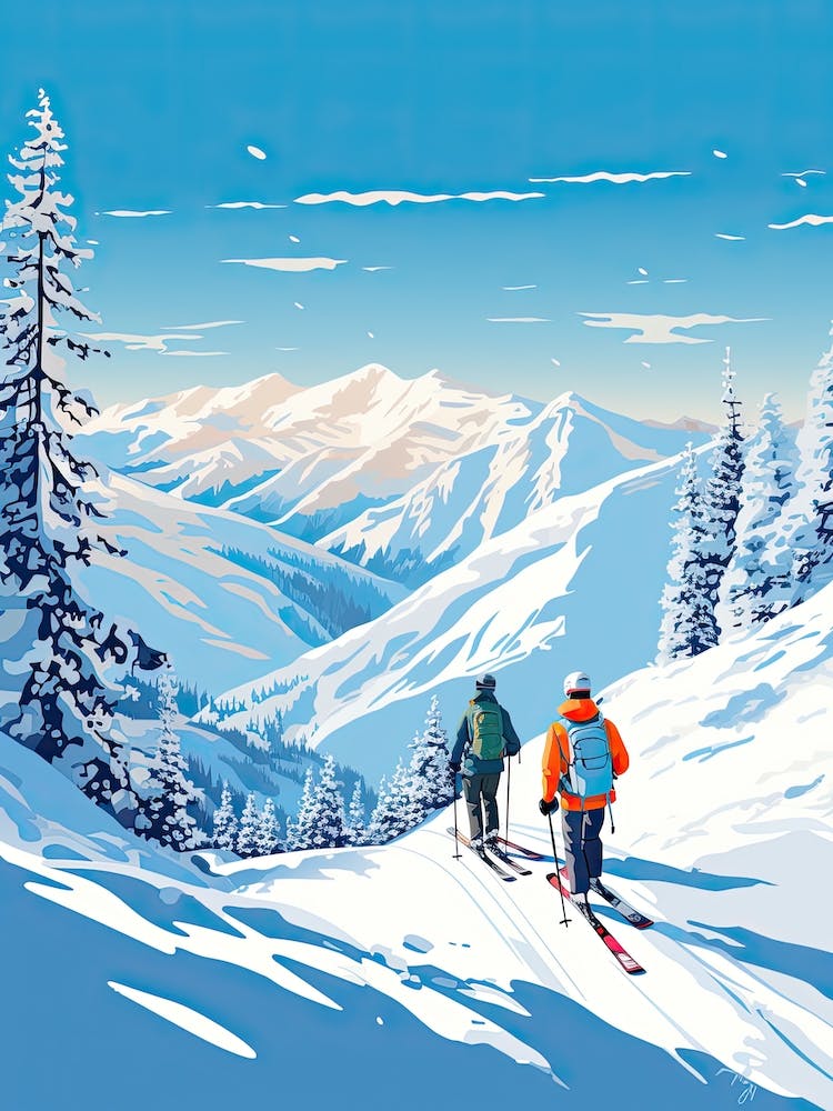 Big Sky Resort   Montana Usa, Ski Resort Illustration 1
