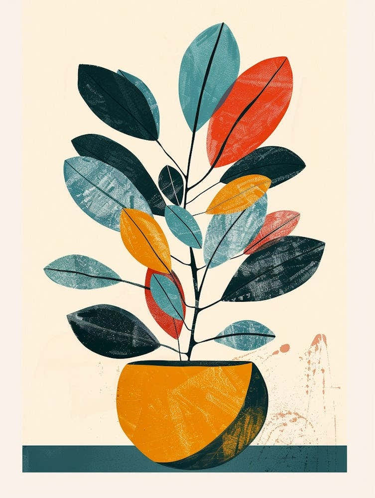 Money Tree Plant Minimalist Illustration 5