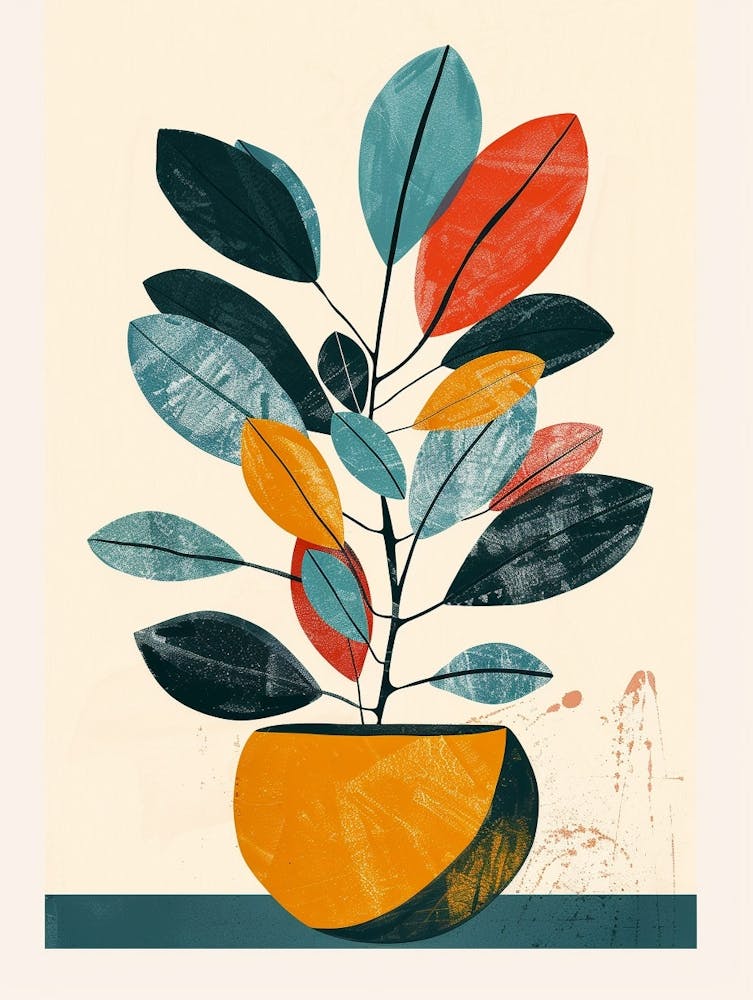 Money Tree Plant Minimalist Illustration 5