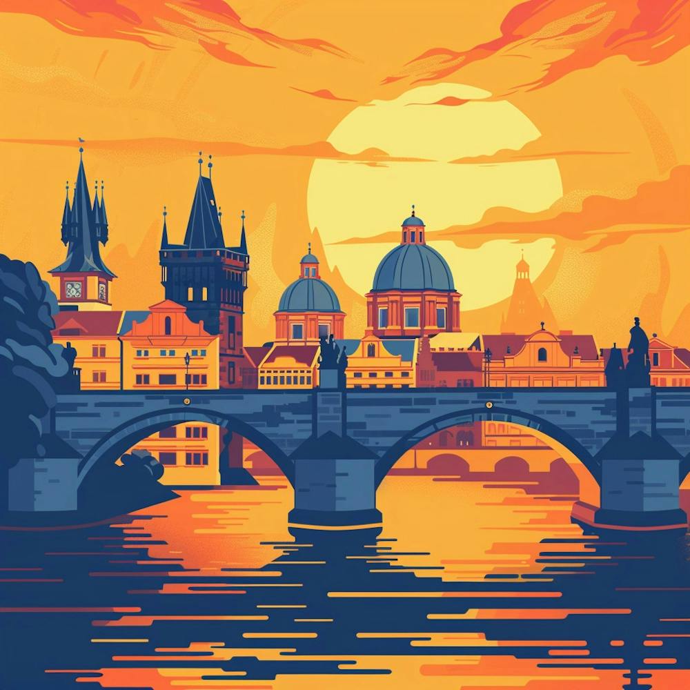 Prague et le Pont Charles - Illustration Vectorielle 1720467977 2