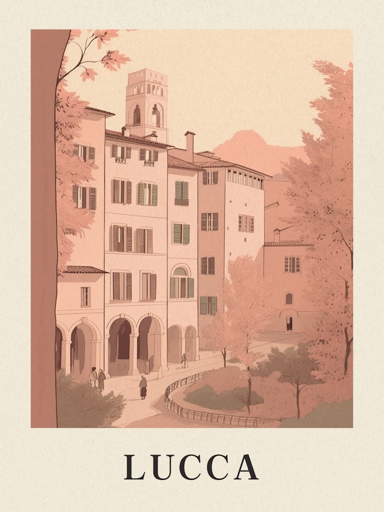 Lucca Vintage Pink Italy Poster