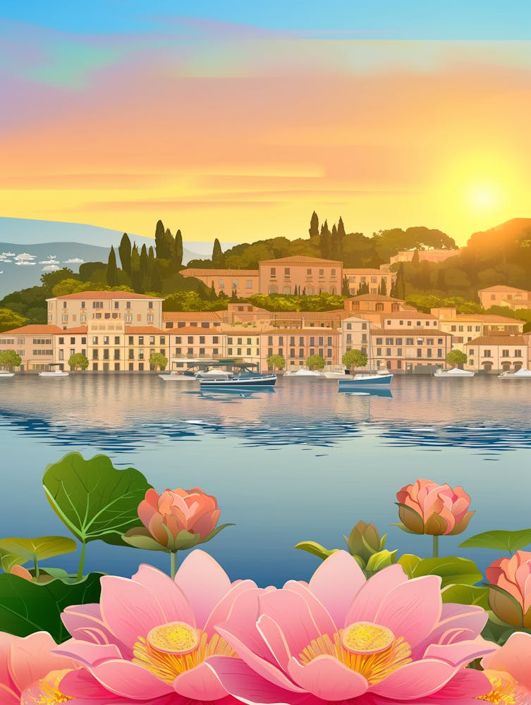 Pink Lotus Flowers In The Lake