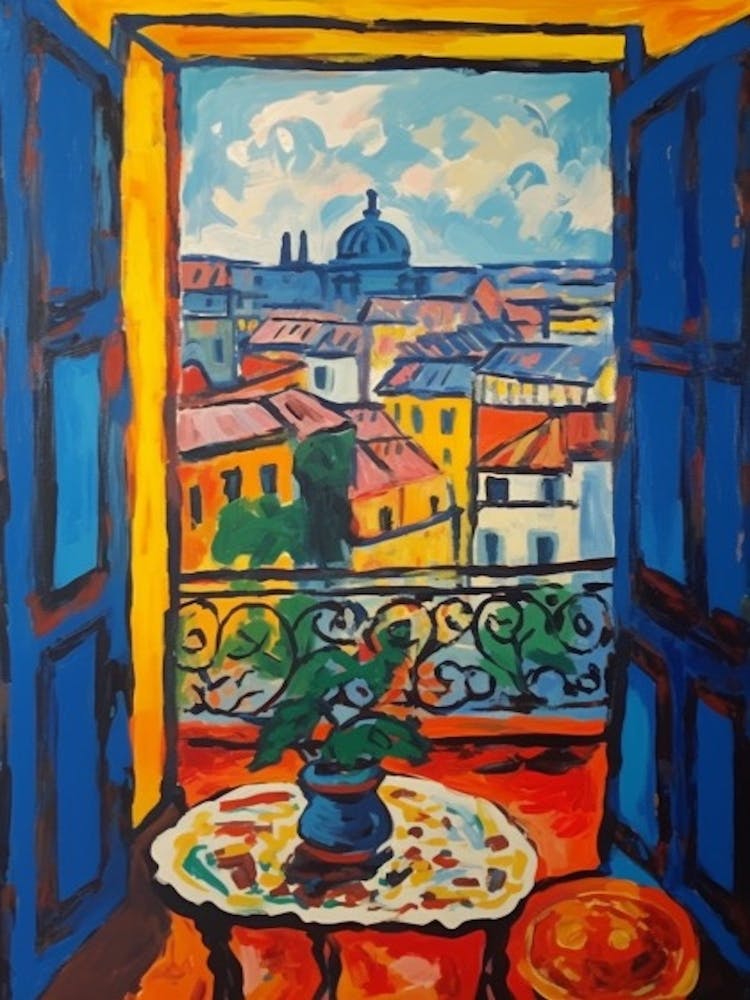 Window View Of Paris In The Style Of Fauvist 1