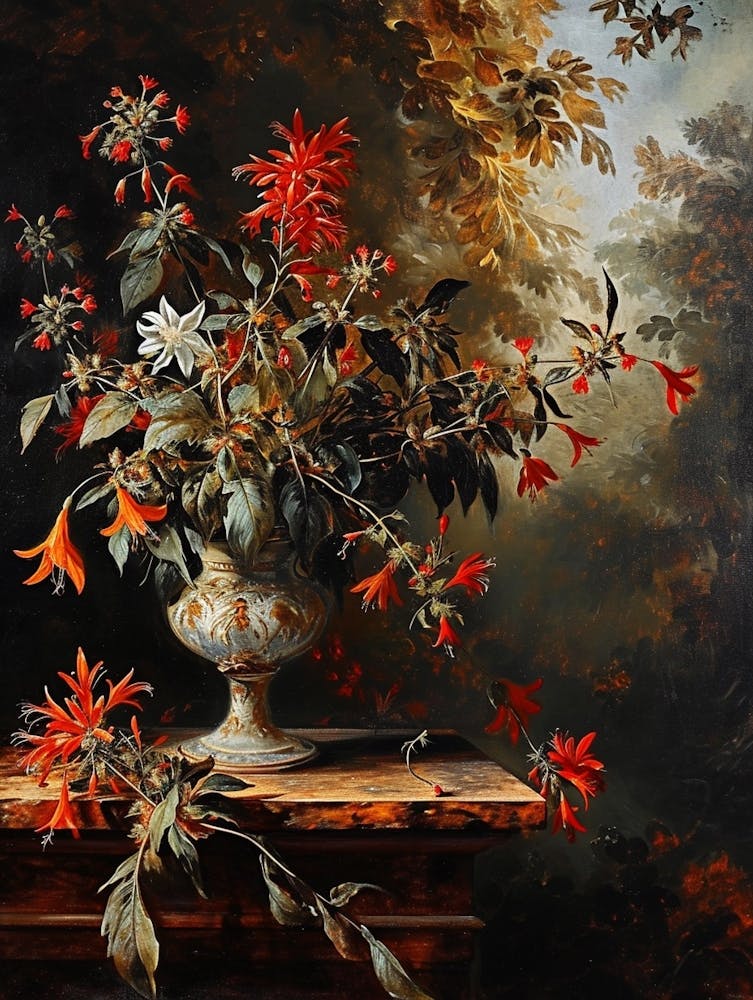 Baroque Floral Still Life Bee Balm 1