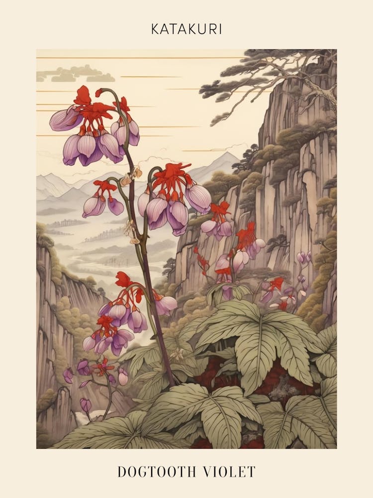 Katakuri Dogtooth Violet 3 Japanische Botanische Illustration Poster