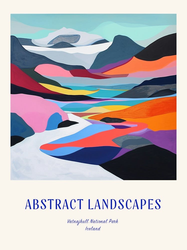 Colourful Abstract Vatnajkull National Park Iceland 2 Poster Blue