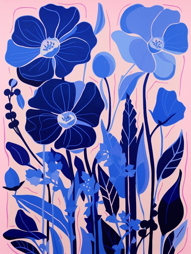 Blue Flower Illustration Gladiolus 2