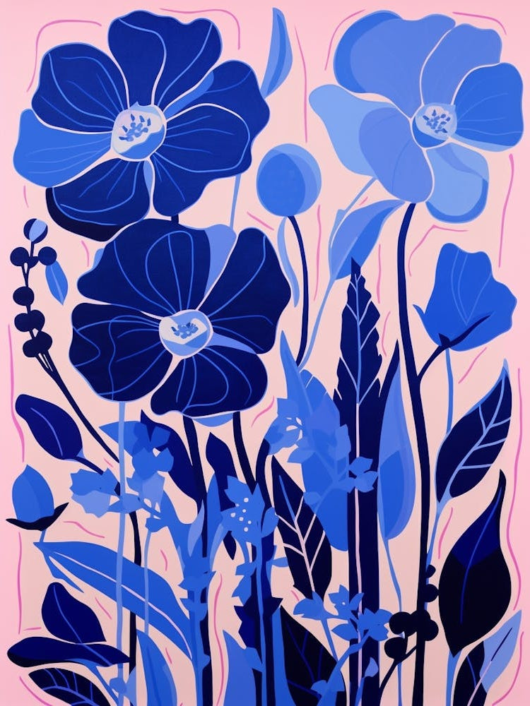 Blue Flower Illustration Gladiolus 2