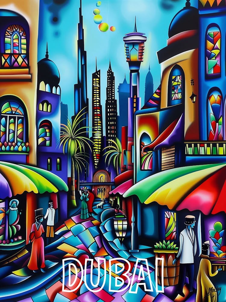 Dubai City, Cubism and Surrealism, Typography